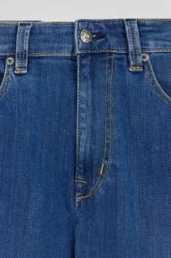 Jean en coton denim stretch brut coupe Regular double délavage stone wash