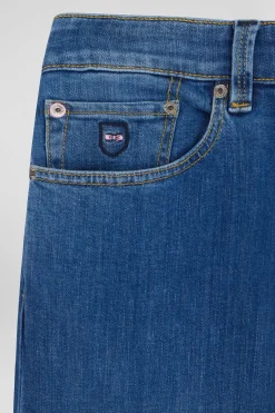 Jean en coton denim stretch brut coupe Regular double délavage stone wash