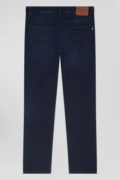 Jean en coton denim stretch bleu marine coupe Slim stone wash