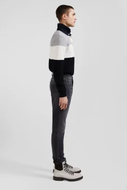 Jean en coton denim stretch mélangé gris coupe Regular