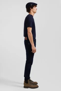 Jean en coton denim stretch bleu marine coupe Slim stone wash