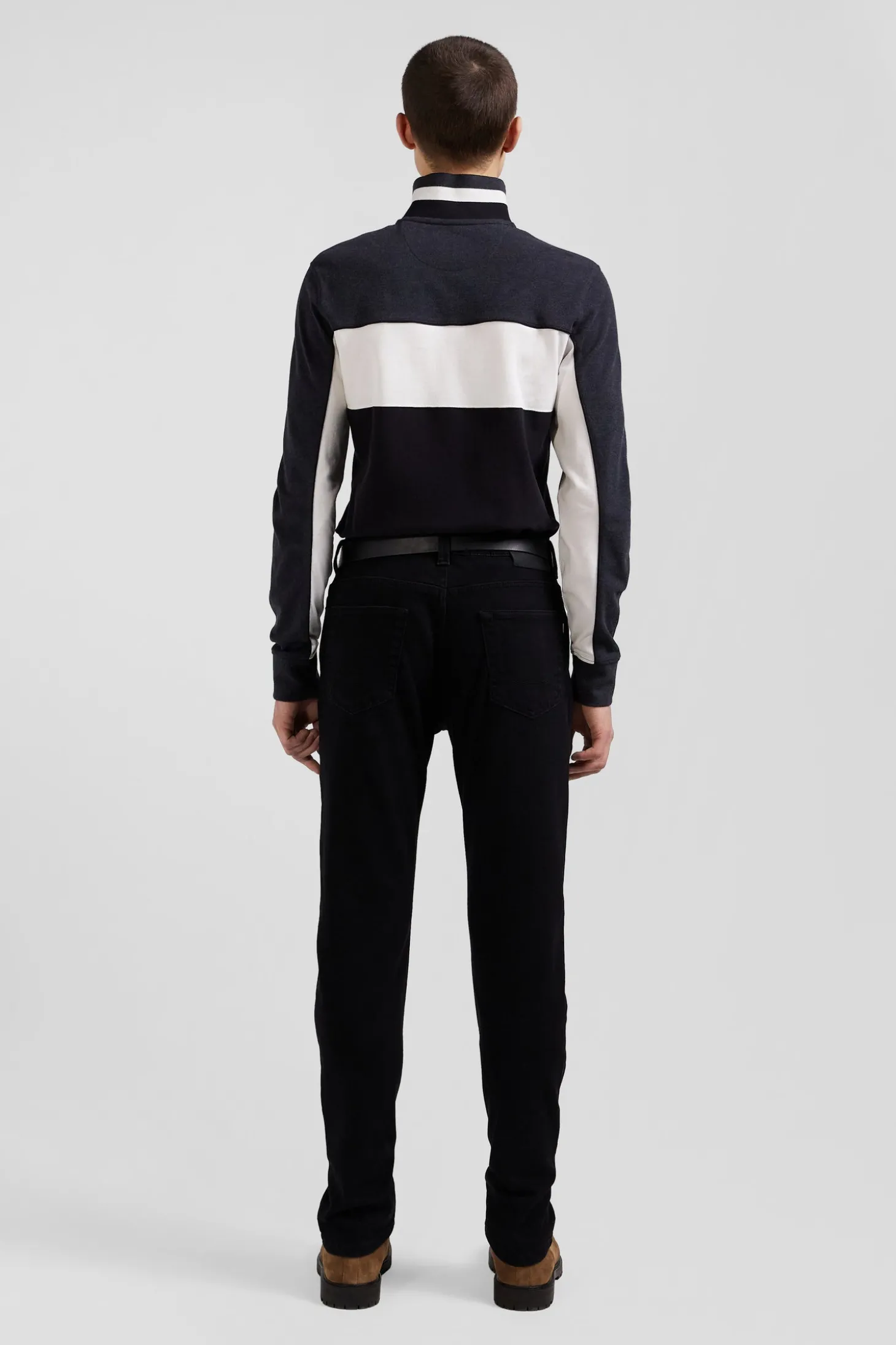 Jean en coton denim stretch mélangé noir coupe Slim