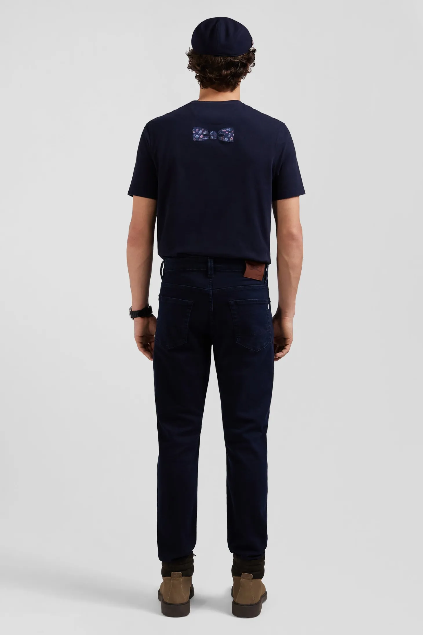 Jean en coton denim stretch bleu marine coupe Slim stone wash