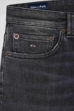 Jean en coton denim stretch mélangé gris coupe Regular