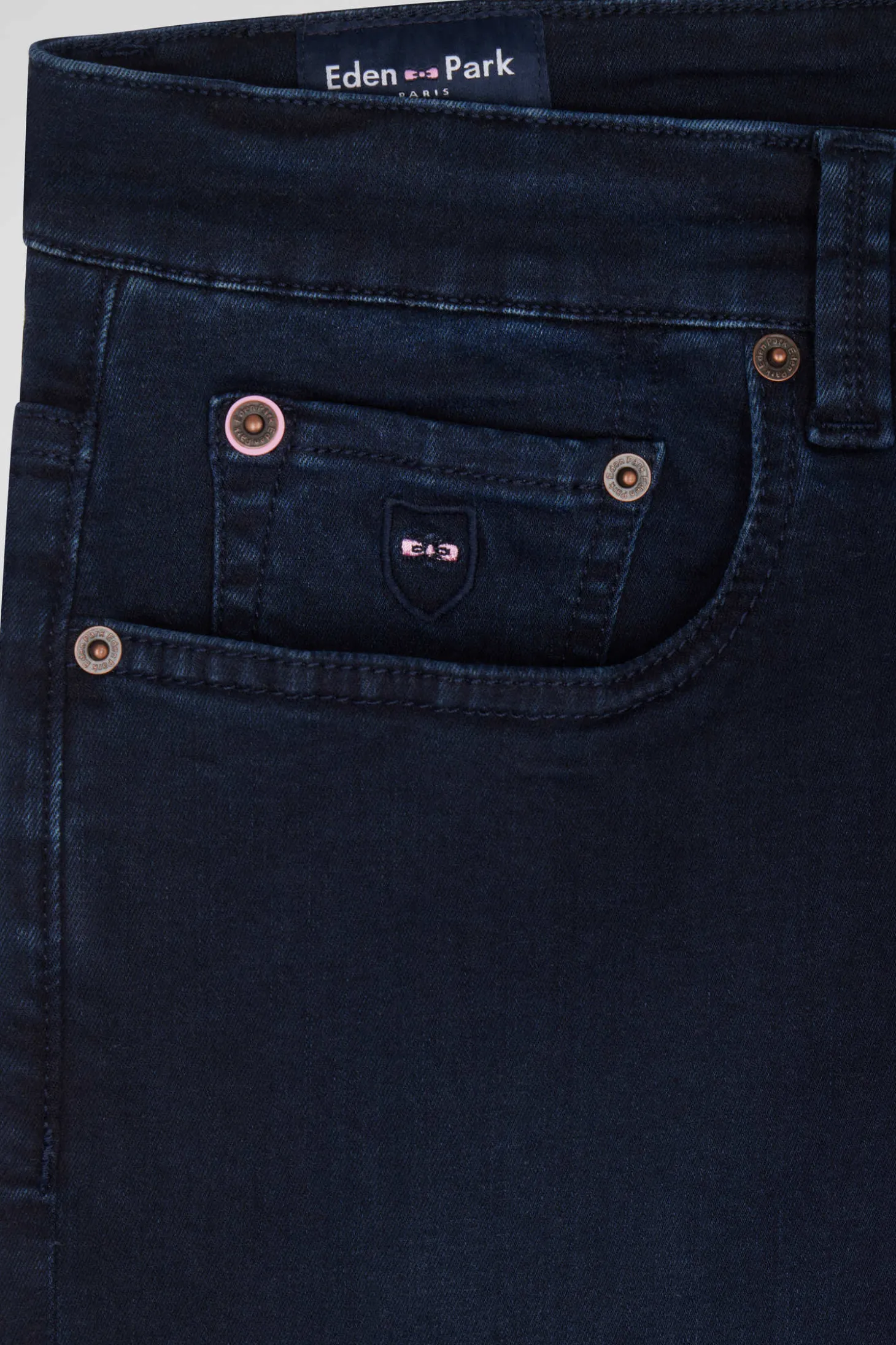 Jean en coton denim stretch bleu marine coupe Slim stone wash