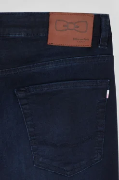 Jean en coton denim stretch bleu marine coupe Slim stone wash