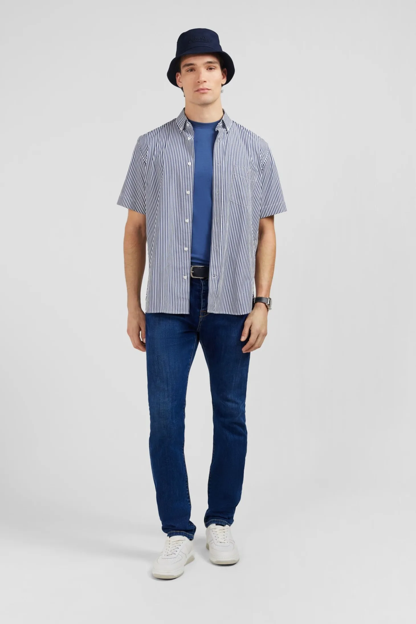 Jean slim bleu en coton extensible
