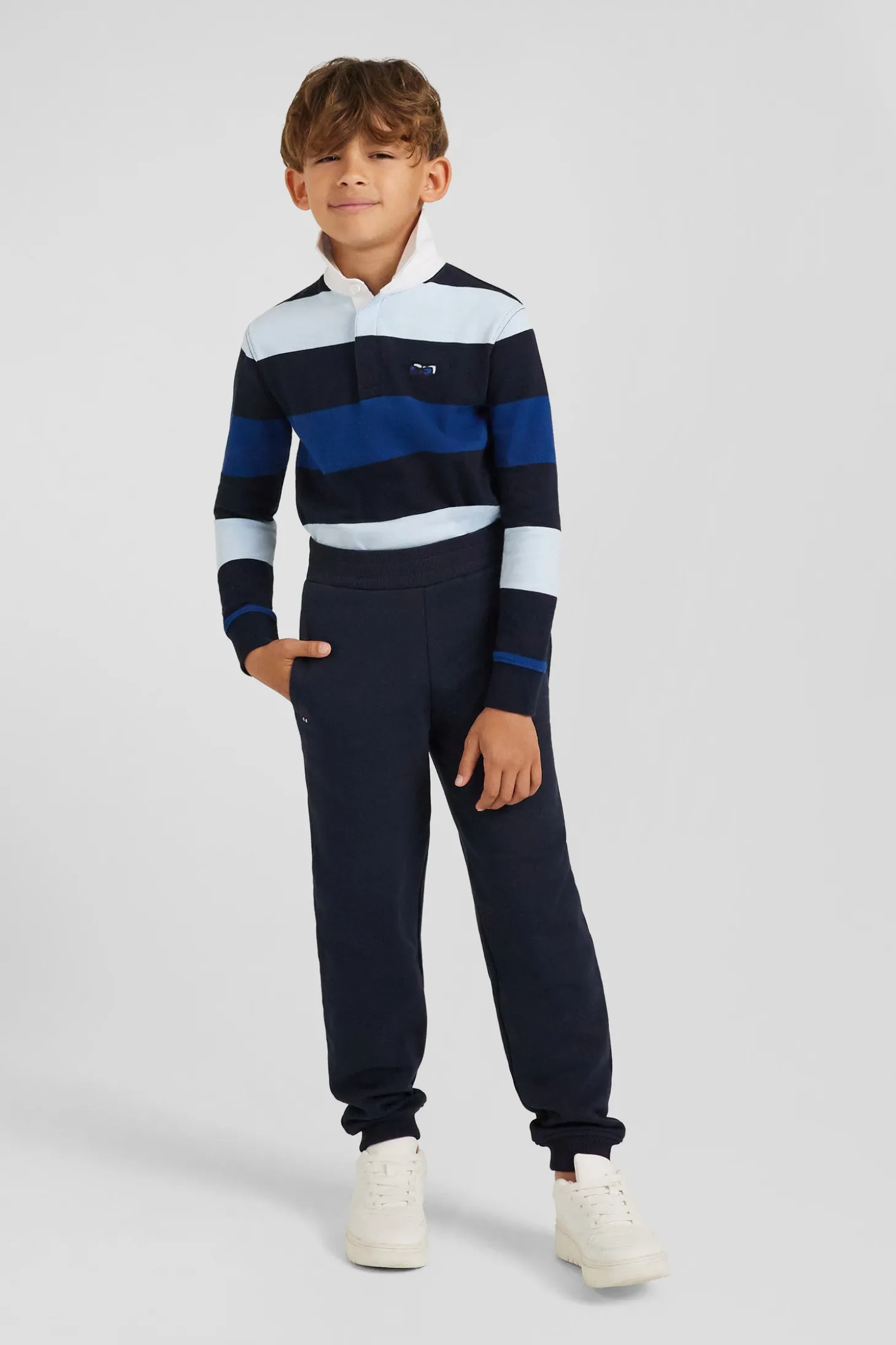 Jogging en molleton coton gratté bleu marine coupe Regular