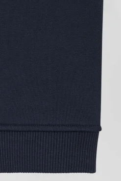 Jogging en molleton coton gratté bleu marine coupe Regular