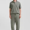Jogging unisexe en molleton coton kaki surteint coupe Relaxed