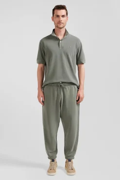 Jogging unisexe en molleton coton kaki surteint coupe Relaxed