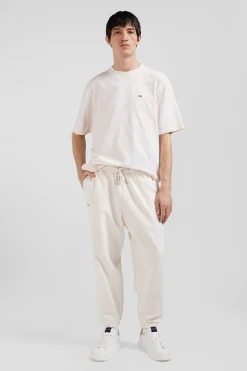 Jogging unisexe en molleton coton écru surteint coupe Relaxed