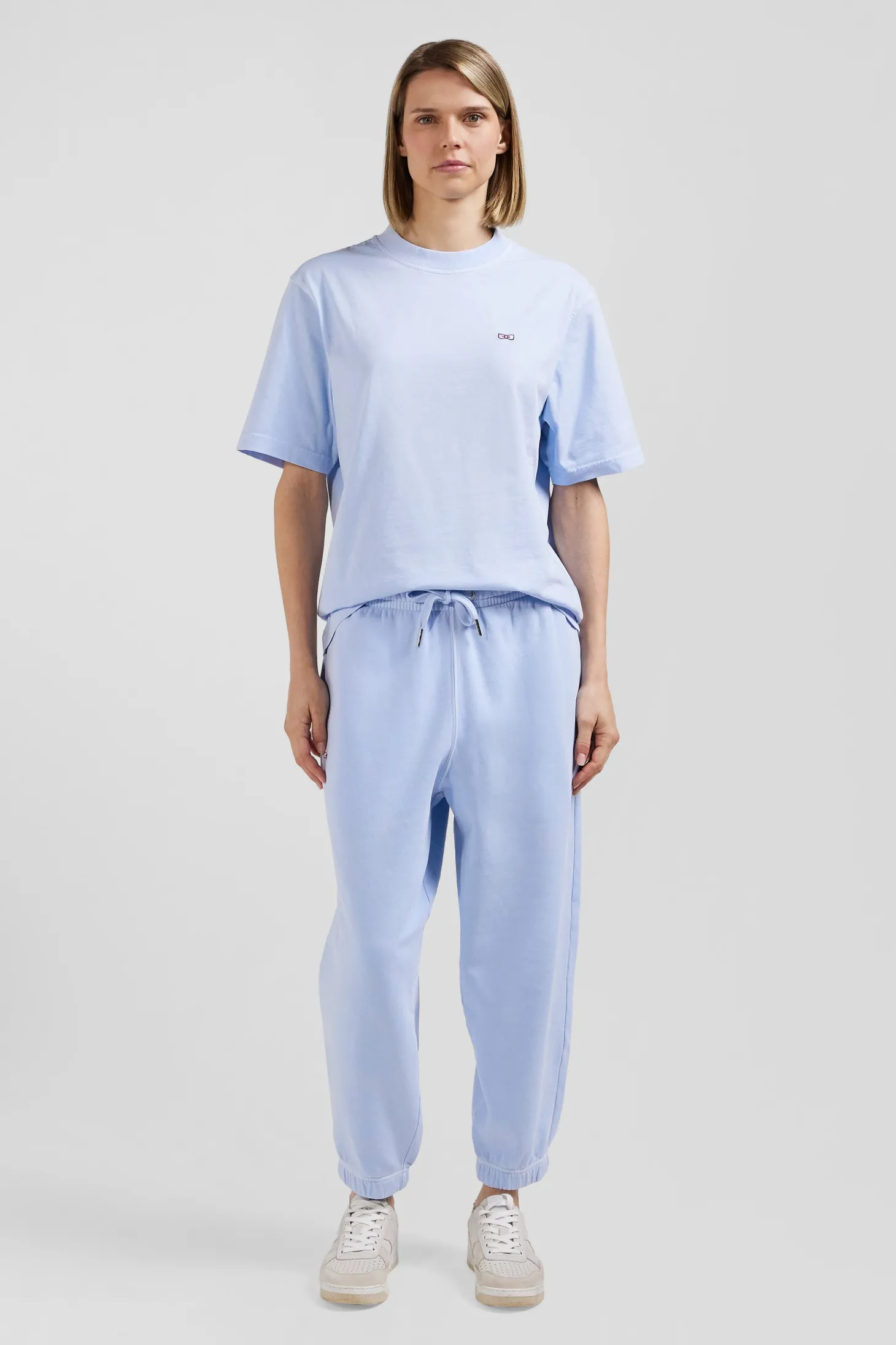 Jogging unisexe en molleton coton ciel surteint coupe Relaxed