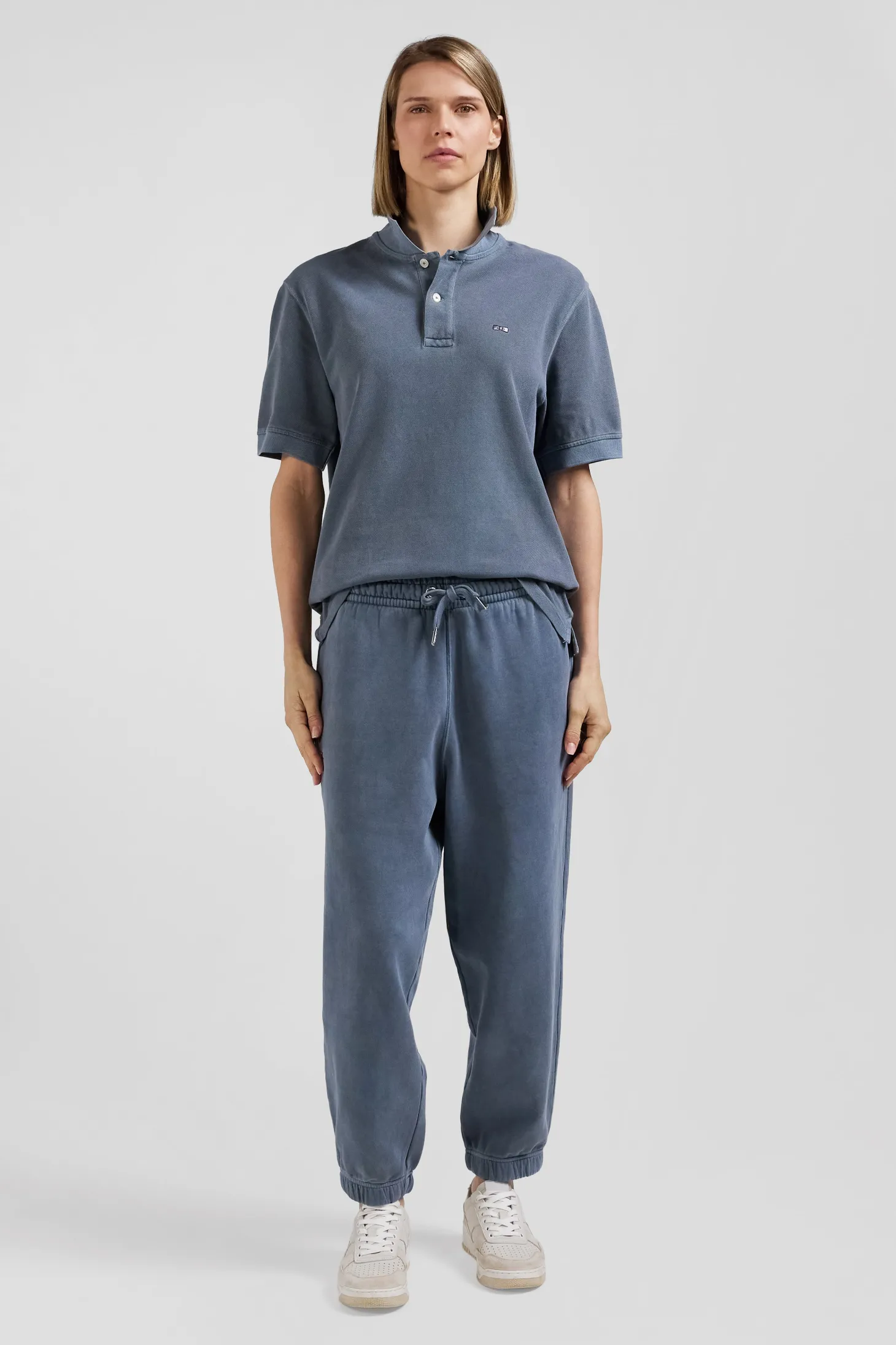 Jogging unisexe en molleton coton gris surteint coupe Relaxed
