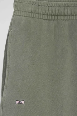 Jogging unisexe en molleton coton kaki surteint coupe Relaxed