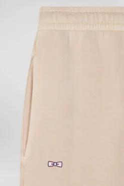 Jogging unisexe en molleton coton beige surteint coupe Relaxed