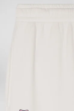 Jogging unisexe en molleton coton écru surteint coupe Relaxed