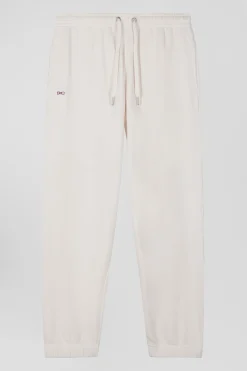 Jogging unisexe en molleton coton écru surteint coupe Relaxed