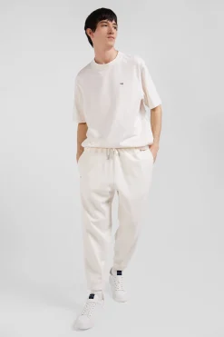 Jogging unisexe en molleton coton écru surteint coupe Relaxed