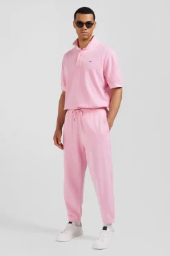 Jogging unisexe en molleton coton rose surteint coupe Relaxed