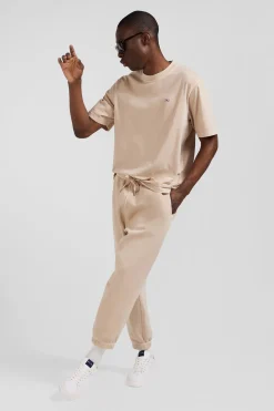 Jogging unisexe en molleton coton beige surteint coupe Relaxed