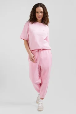 Jogging unisexe en molleton coton rose surteint coupe Relaxed