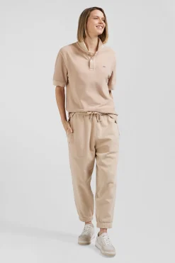 Jogging unisexe en molleton coton beige surteint coupe Relaxed