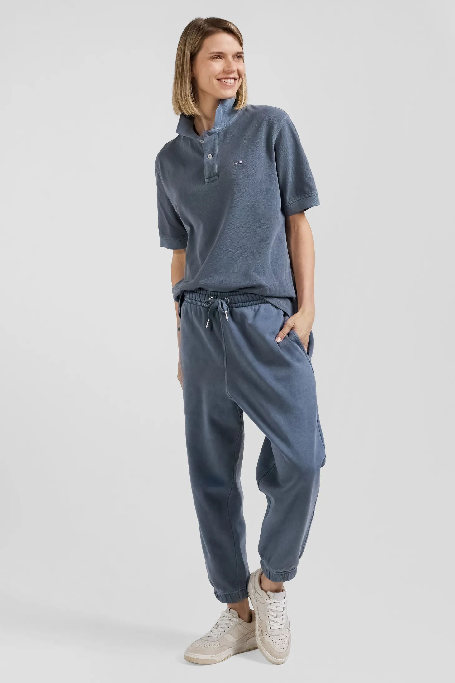 Jogging unisexe en molleton coton gris surteint coupe Relaxed