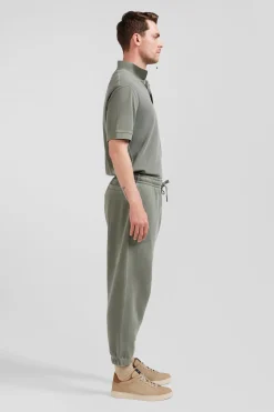 Jogging unisexe en molleton coton kaki surteint coupe Relaxed