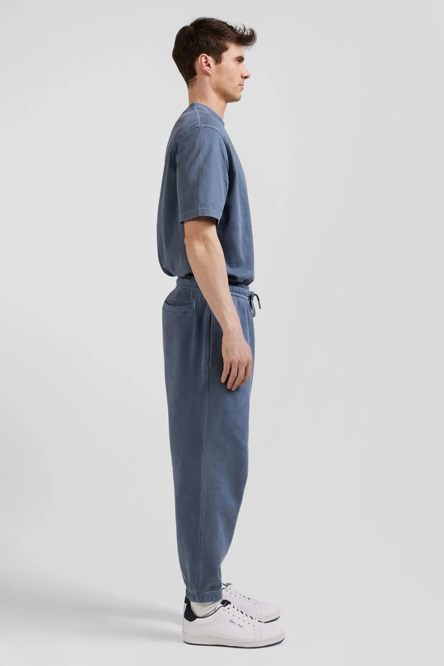 Jogging unisexe en molleton coton gris surteint coupe Relaxed