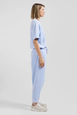 Jogging unisexe en molleton coton ciel surteint coupe Relaxed