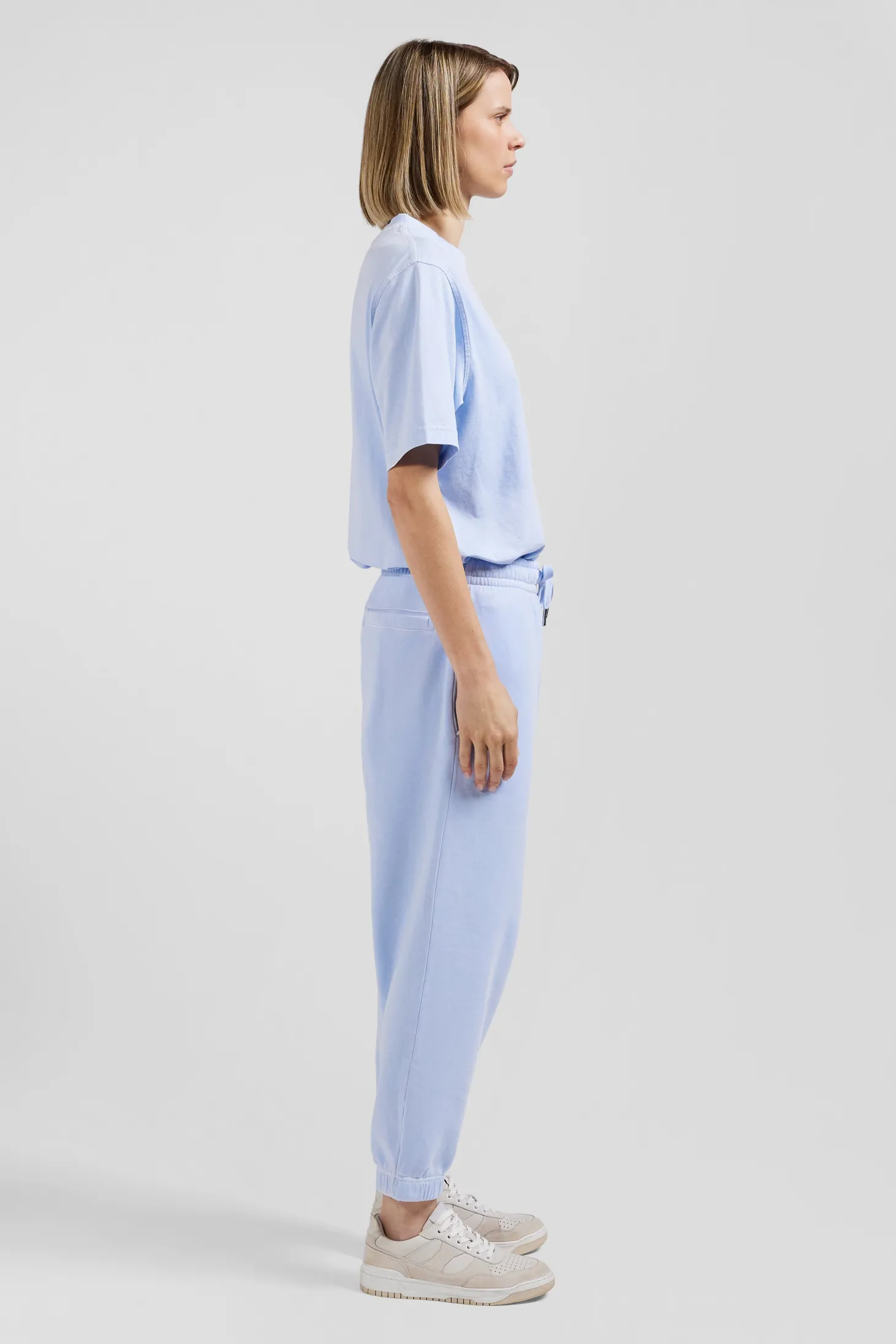 Jogging unisexe en molleton coton ciel surteint coupe Relaxed