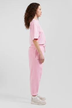 Jogging unisexe en molleton coton rose surteint coupe Relaxed