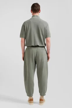 Jogging unisexe en molleton coton kaki surteint coupe Relaxed
