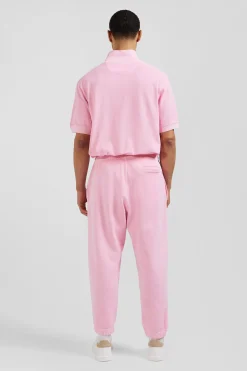 Jogging unisexe en molleton coton rose surteint coupe Relaxed