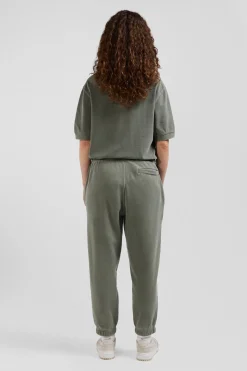 Jogging unisexe en molleton coton kaki surteint coupe Relaxed