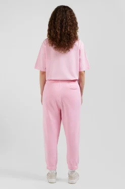 Jogging unisexe en molleton coton rose surteint coupe Relaxed