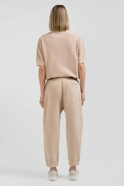 Jogging unisexe en molleton coton beige surteint coupe Relaxed