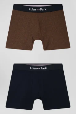 Lot de 2 boxers bleu marine et marron en coton stretch