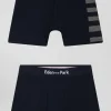 Lot de 2 boxers bleu marine détails cerclés gris en coton stretch