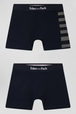 Lot de 2 boxers bleu marine détails cerclés gris en coton stretch