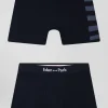 Lot de 2 boxers bleu marine détails cerclés bleus en coton stretch