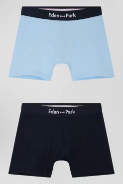 Lot de 2 boxers bleu marine et ciel en coton stretch
