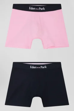 Lot de 2 boxers bleu marine et rose en coton stretch
