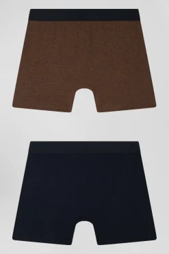 Lot de 2 boxers bleu marine et marron en coton stretch