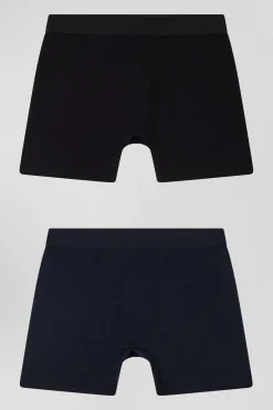 Lot de 2 boxers bleu marine et noir en coton stretch