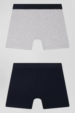 Lot de 2 boxers bleu marine et gris en coton stretch