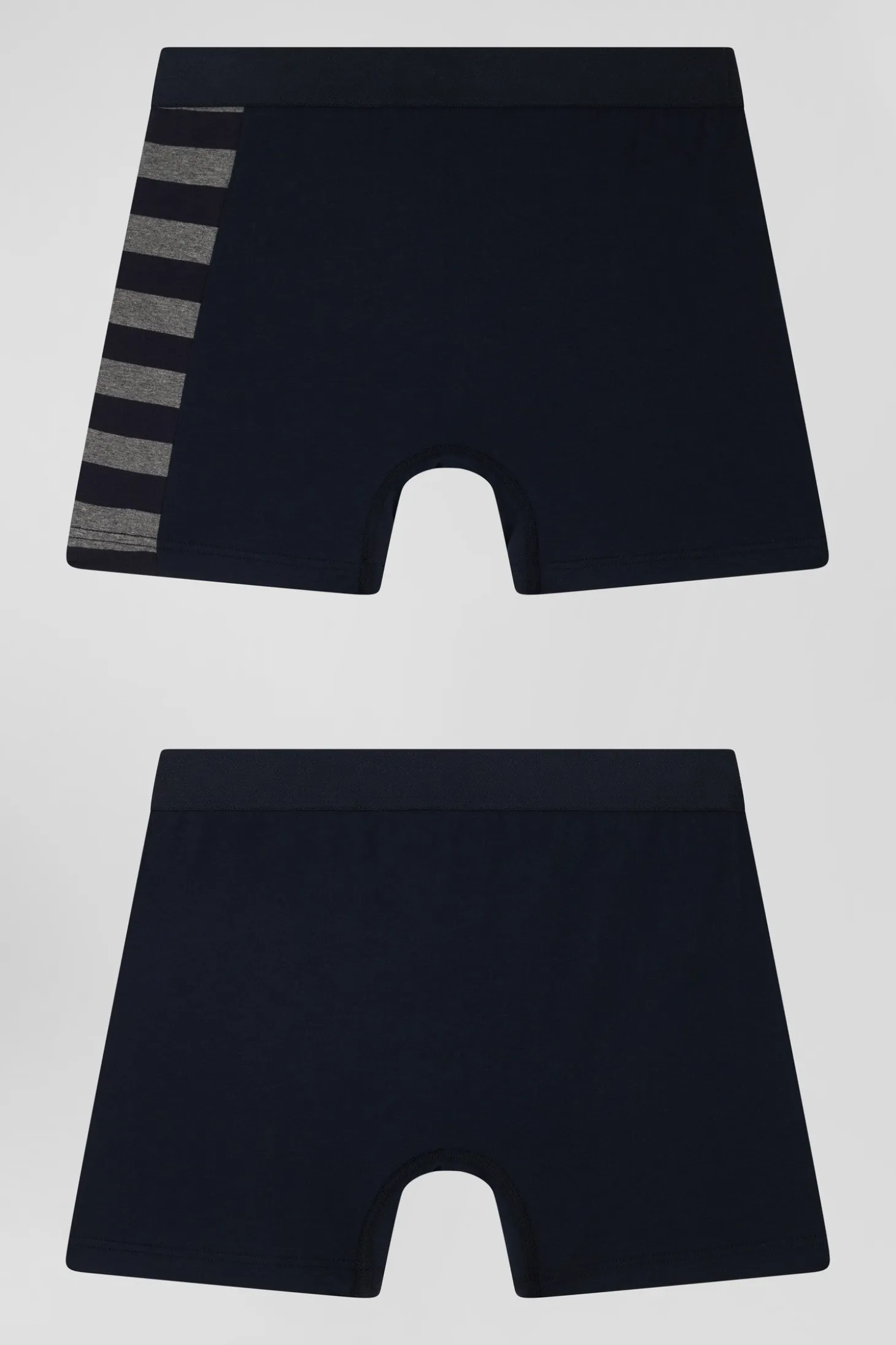 Lot de 2 boxers bleu marine détails cerclés gris en coton stretch