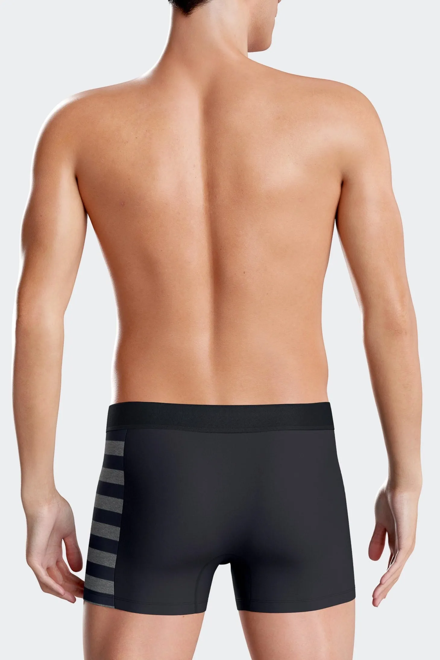 Lot de 2 boxers bleu marine détails cerclés gris en coton stretch