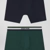 Lot de 2 boxers en coton stretch élastique tricolore vert